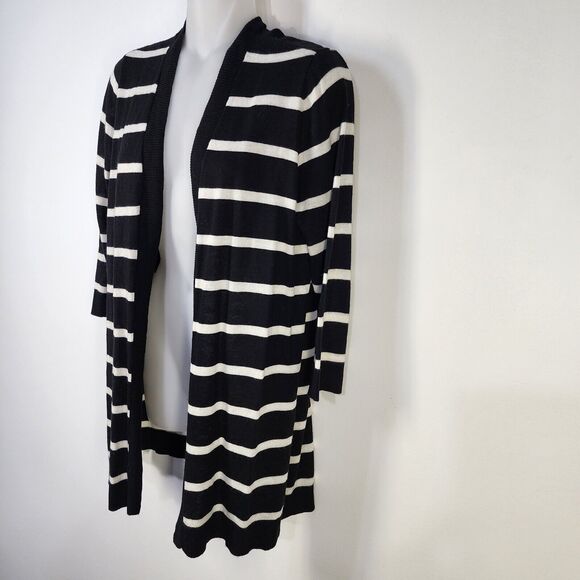 Chico's Cardigan Sweater Womens Size 0 Small Stripe Colorblock Long Open Front - Picture 5 of 11